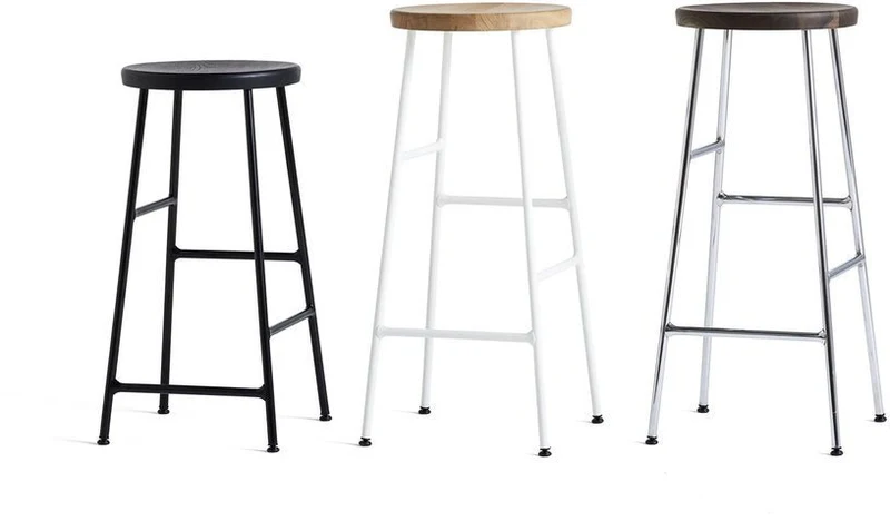 Tabouret de bar en bois et acier blanc 75 cm Cornet - HAY