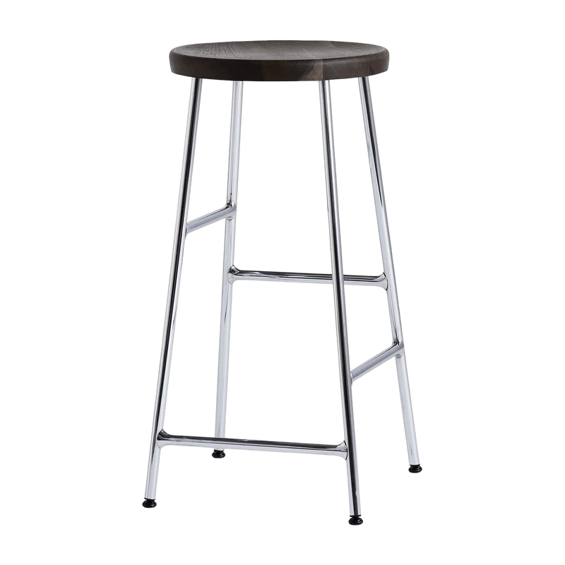 Tabouret de bar en bois foncé et acier chromé 65 cm - HAY
