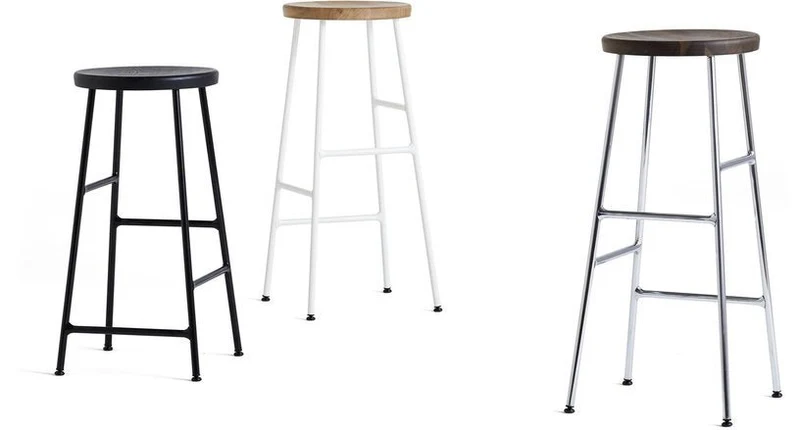 Tabouret de bar en bois foncé et acier chromé 65 cm - HAY