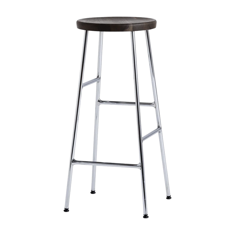 Tabouret de bar en bois foncé et acier chromé 75 cm Cornet - HAY