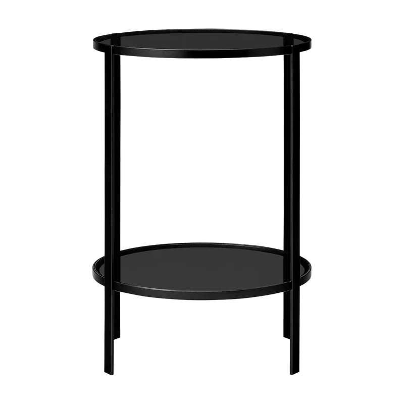 Table en acier et verre noir 40x58 cm Fumi - AYTM