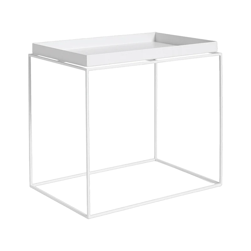 Table d'appoint rectangulaire en métal blanc 40 x 60 x 54 cm Tray - HAY