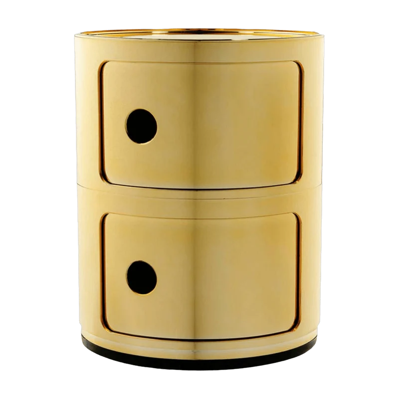 Table de chevet doré 2 tiroirs Componibili - Kartell