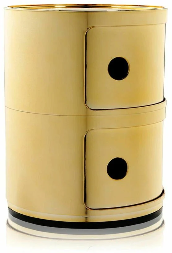 Table de chevet doré 2 tiroirs Componibili - Kartell