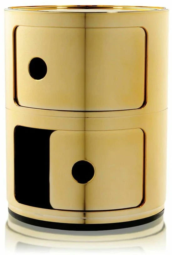 Table de chevet doré 2 tiroirs Componibili - Kartell