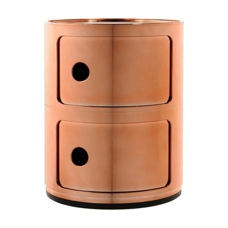 Table de chevet cuivré 2 tiroirs Componibili - Kartell