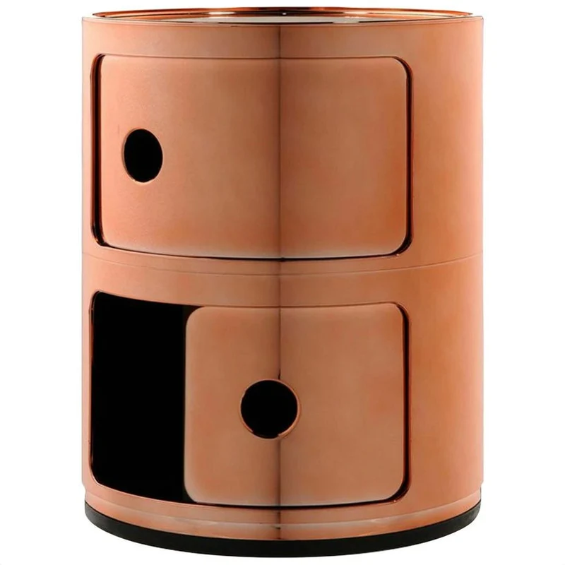 Table de chevet cuivré 2 tiroirs Componibili - Kartell