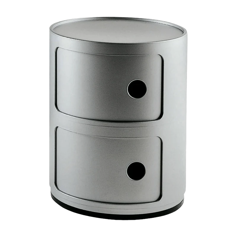 Table de chevet argenté 2 tiroirs Componibili - Kartell