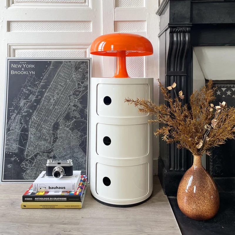 Table de chevet blanche 3 tiroirs Componibili - Kartell