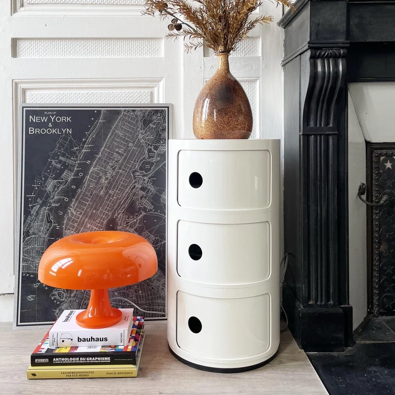 Table de chevet blanche 3 tiroirs Componibili - Kartell