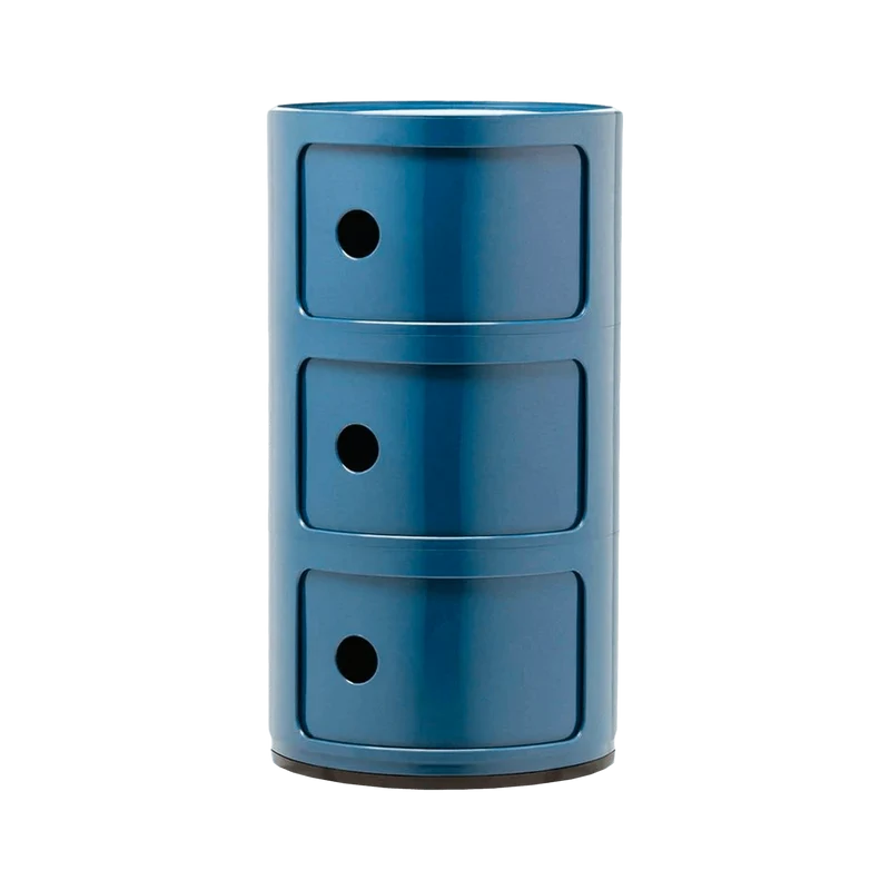 Table de chevet bleu 3 tiroirs Componibili - Kartell