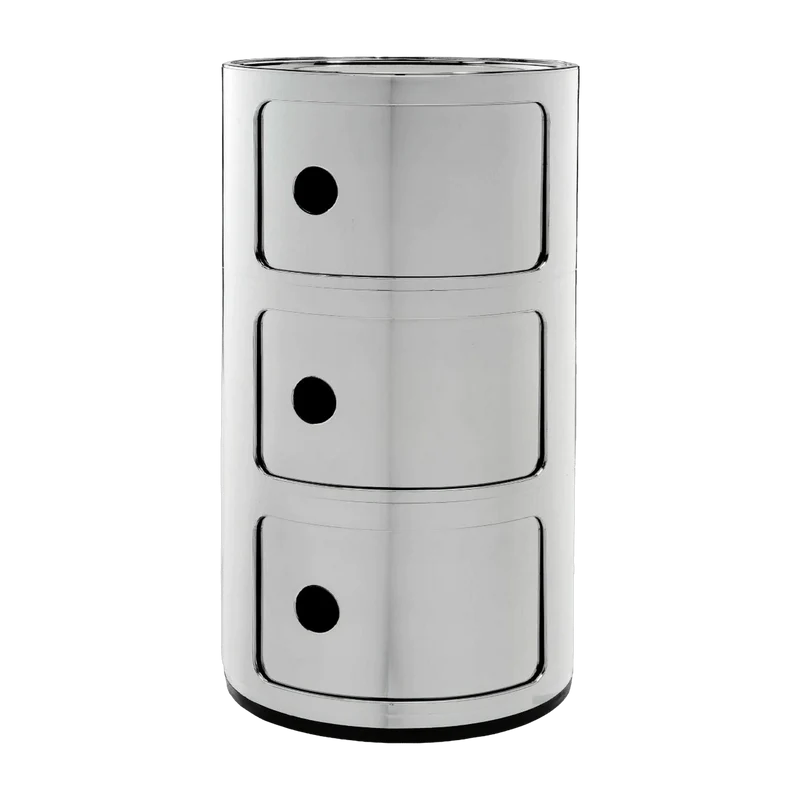Table de chevet chromé 3 tiroirs Componibili - Kartell