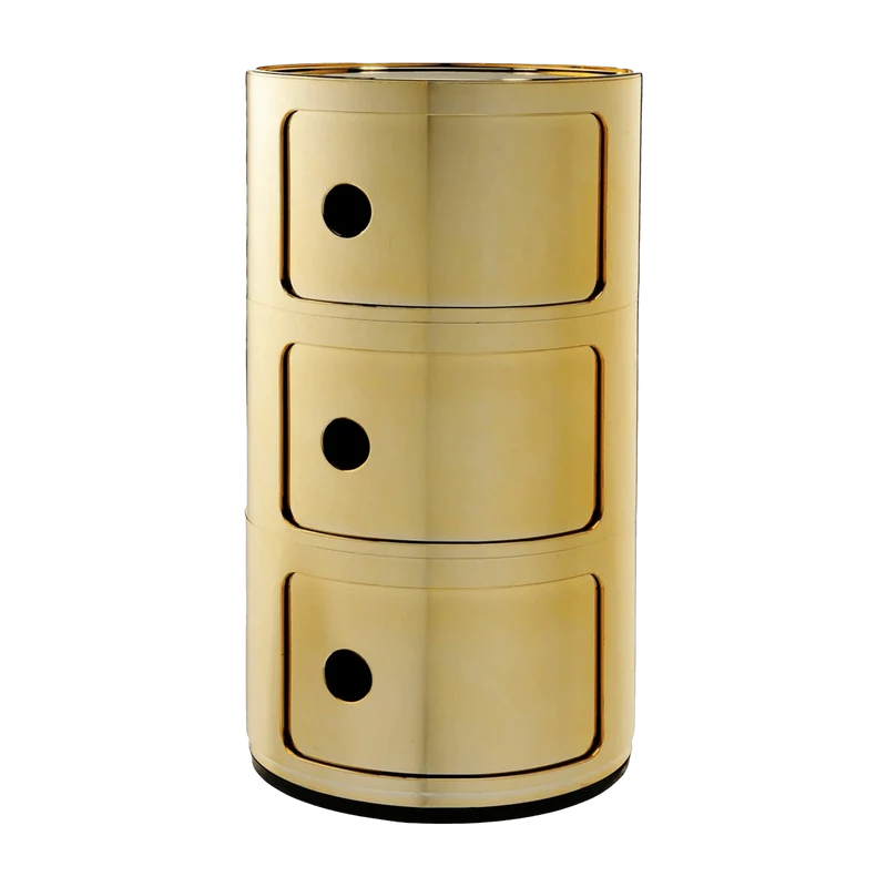 Table de chevet doré 3 tiroirs Componibili - Kartell