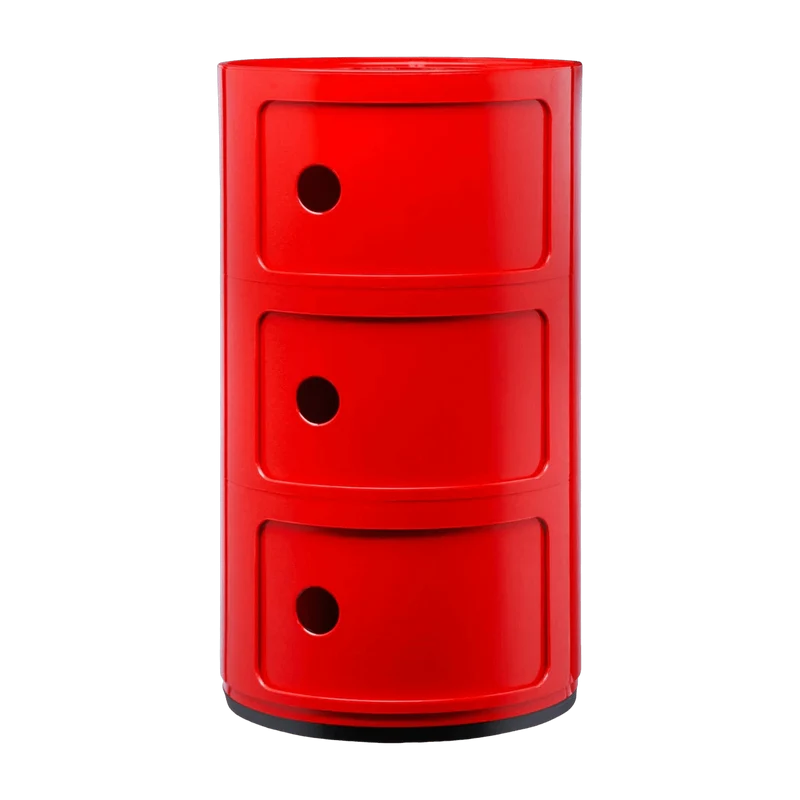 Table de chevet rouge 3 tiroirs Componibili - Kartell