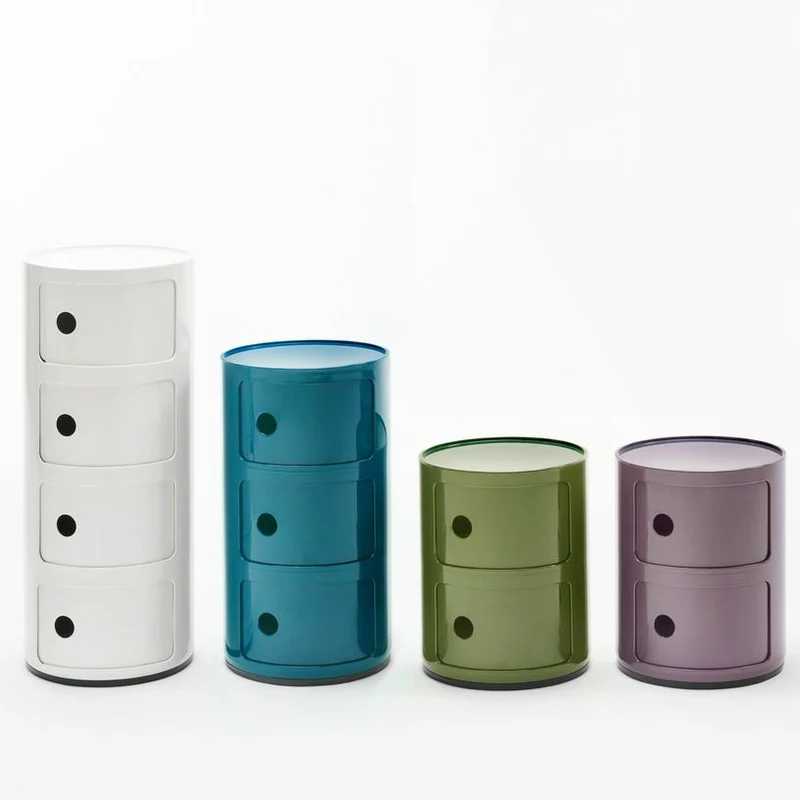 Table de chevet rouge 3 tiroirs Componibili - Kartell