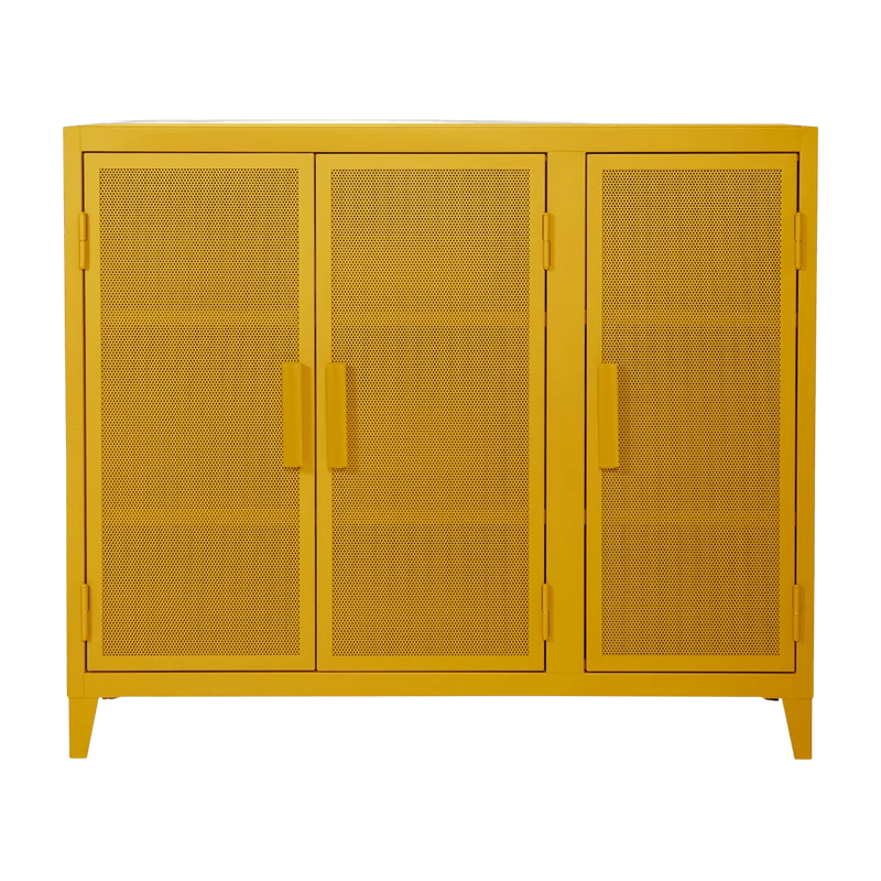 Vestiaire en acier perforé B3 bas Jaune moutarde mat - Tolix