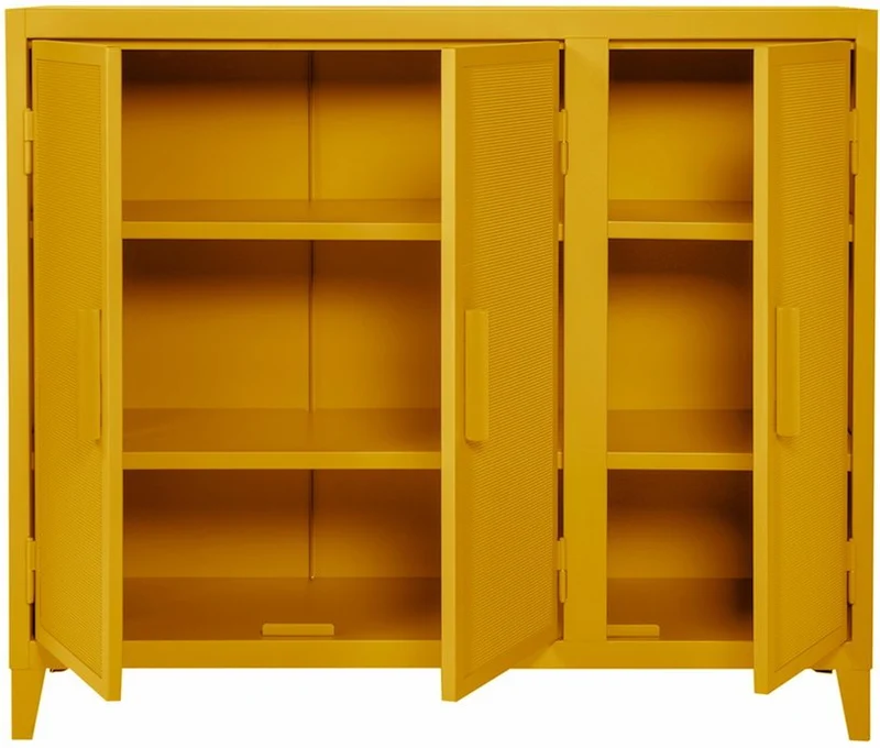Vestiaire en acier perforé B3 bas Jaune moutarde mat - Tolix