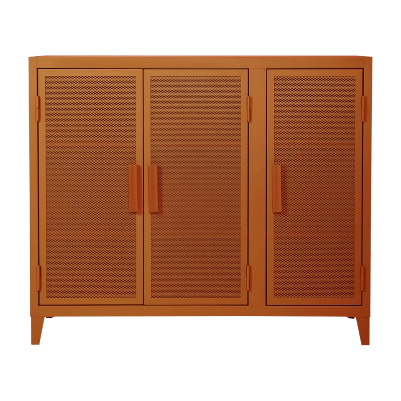Vestiaire en acier perforé B3 bas Terracotta mat fine texture - Tolix