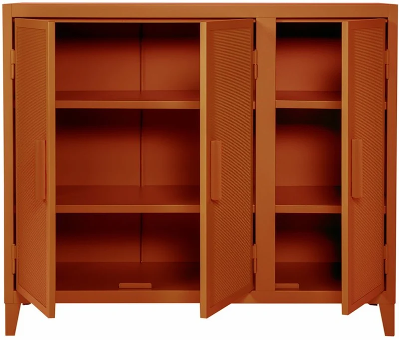 Vestiaire en acier perforé B3 bas Terracotta mat fine texture - Tolix