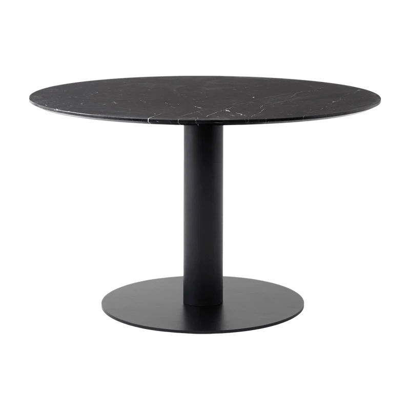 Table à manger ronde en marbre noire et base en acier noire 120 cm - &Tradition