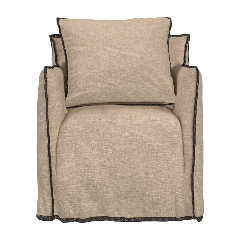 Fauteuil lin naturel surpiqûres anthracite Ghost 05 - Gervasoni