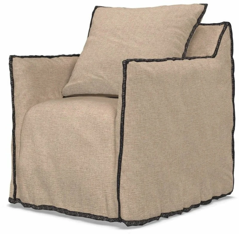Fauteuil lin naturel surpiqûres anthracite Ghost 05 - Gervasoni