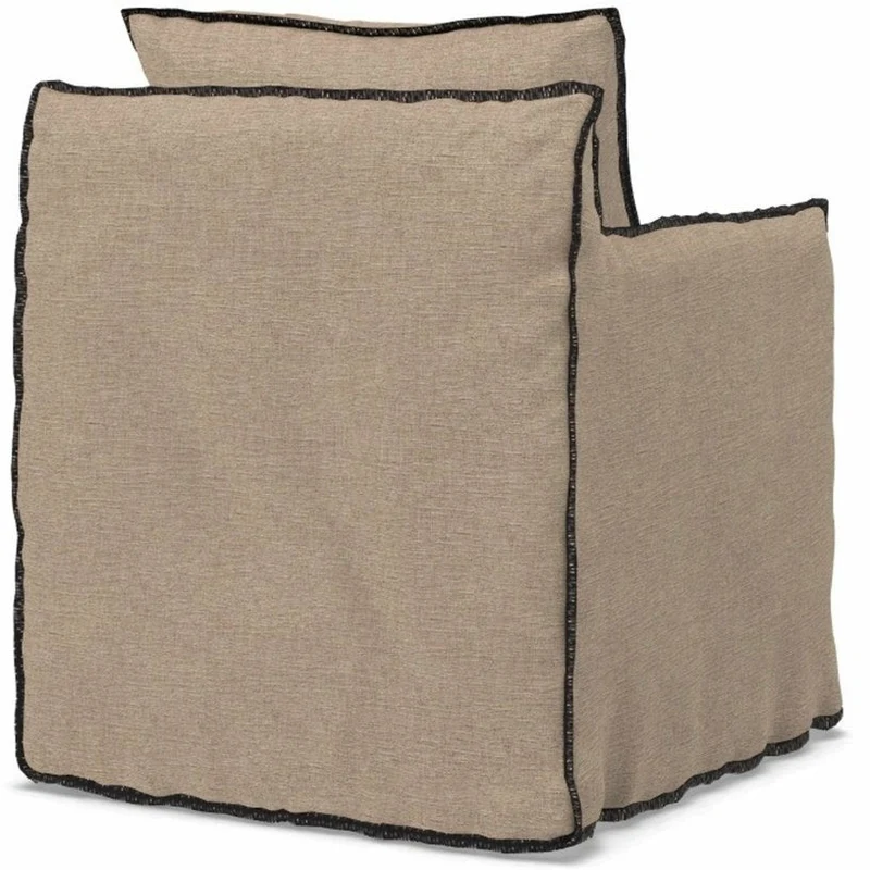 Fauteuil lin naturel surpiqûres anthracite Ghost 05 - Gervasoni