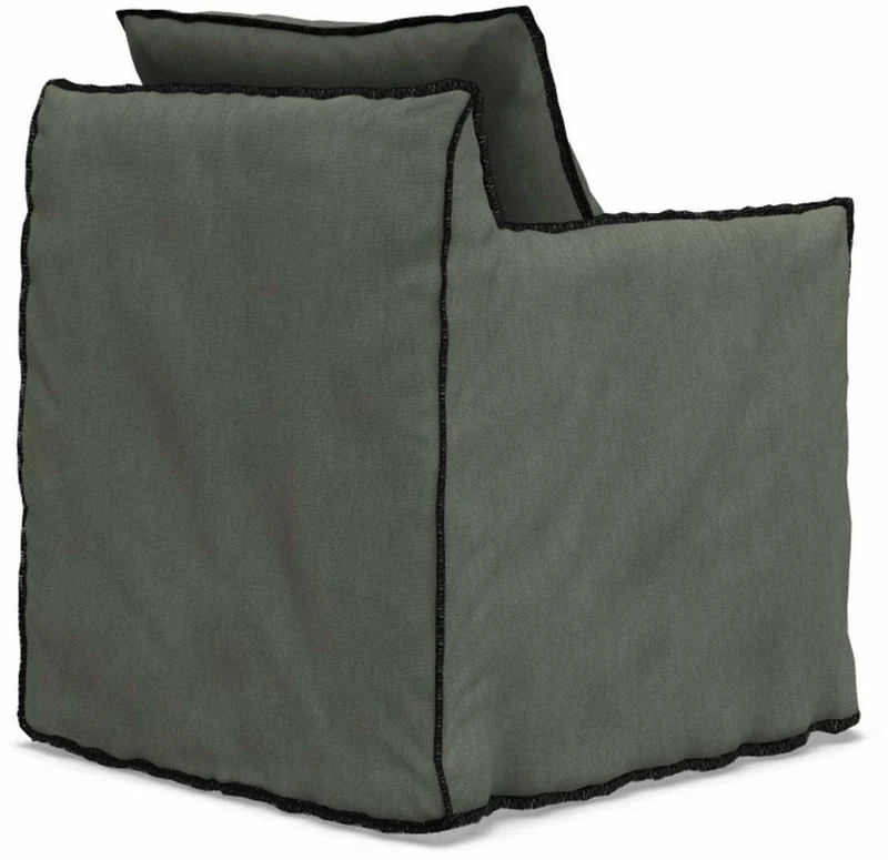Fauteuil vert sauge surpiqûres noires Ghost 05 - Gervasoni