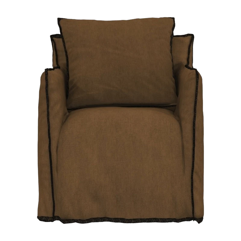 Fauteuil caramel surpiqûres noires Ghost 05 - Gervasoni