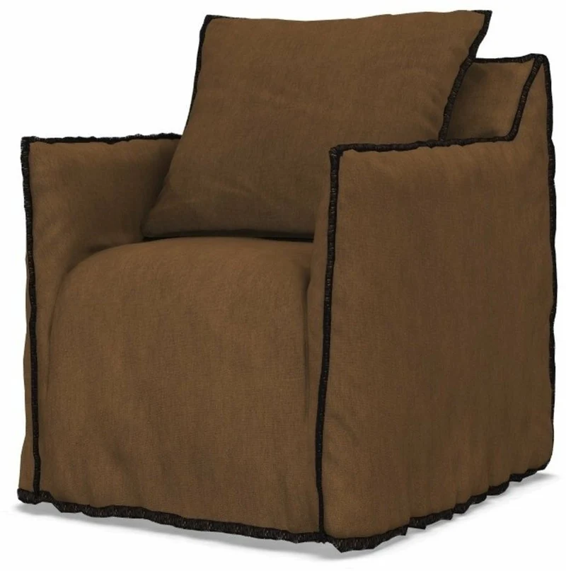 Fauteuil caramel surpiqûres noires Ghost 05 - Gervasoni