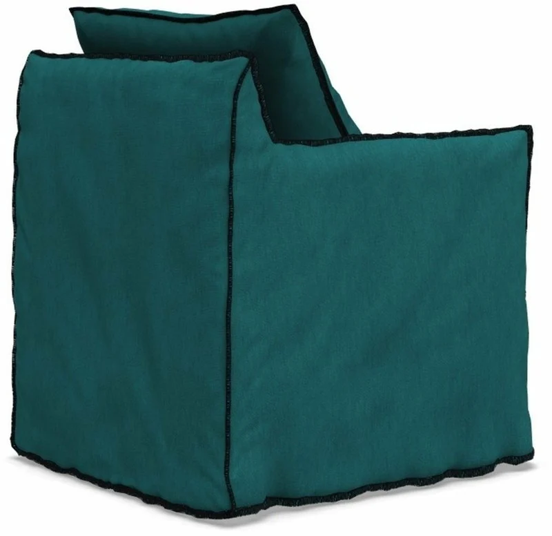 Fauteuil bleu caraïbes surpiqûres noires Ghost 05 - Gervasoni