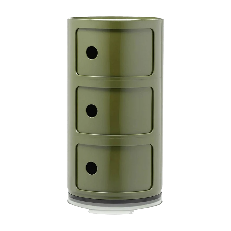 Table de chevet vert 3 tiroirs Componibili - Kartell