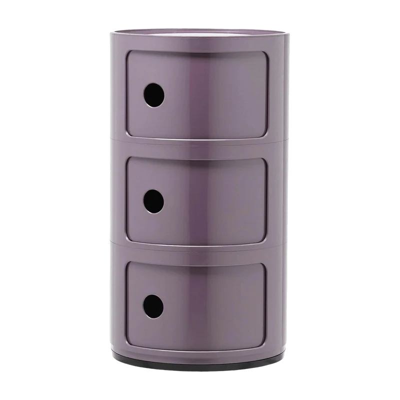 Table de chevet violet 3 tiroirs Componibili - Kartell