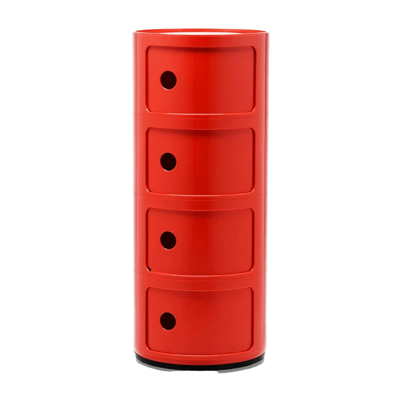 Table de chevet rouge 4 tiroirs Componibili - Kartell