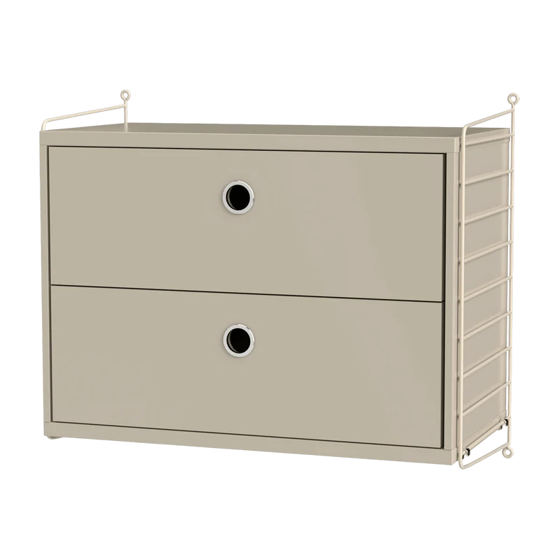 Commode à suspendre avec tiroirs en chêne et montants beiges String Systems - String furniture
