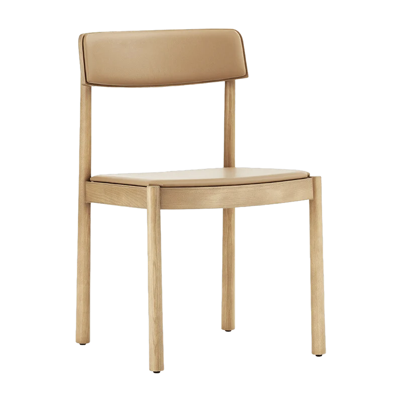 Chaise en bois de frêne avec assise en cuir Timb Tan/ Ultra Leather Camel - Normann Copenhagen