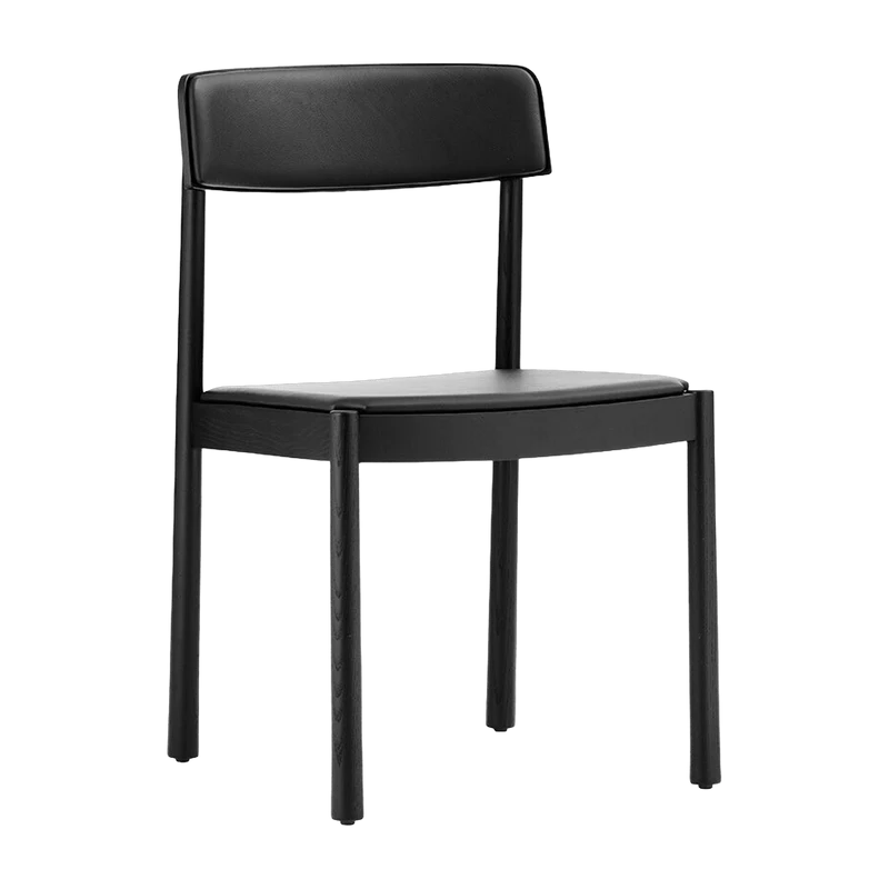 Chaise en bois de frêne noire avec assise en cuir Timb noir/ Ultra Leather noir - Normann Copenhagen
