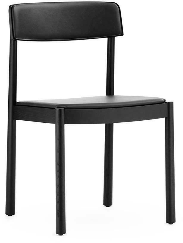 Chaise en bois de frêne noire avec assise en cuir Timb noir/ Ultra Leather noir - Normann Copenhagen