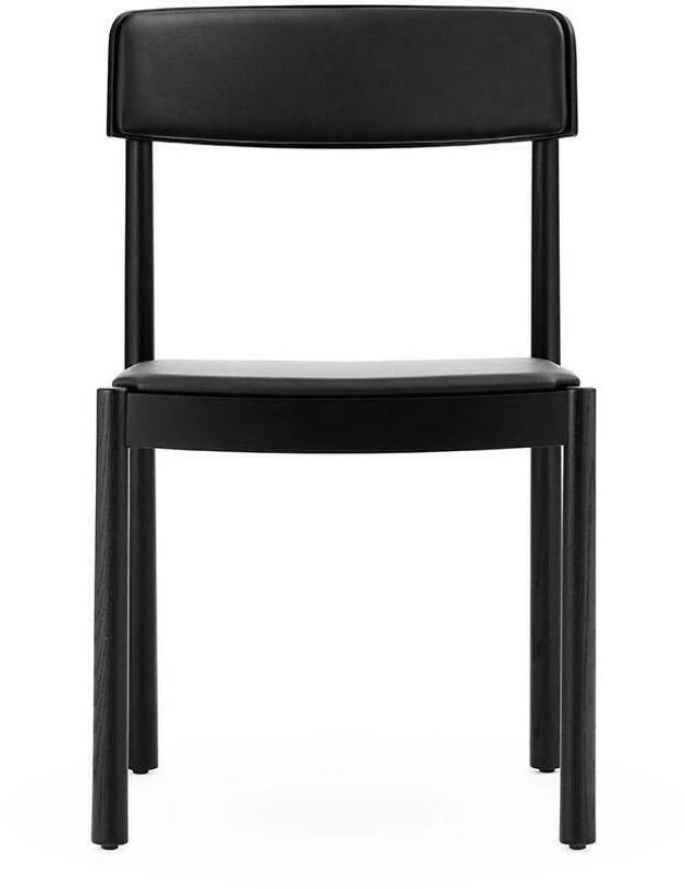Chaise en bois de frêne noire avec assise en cuir Timb noir/ Ultra Leather noir - Normann Copenhagen