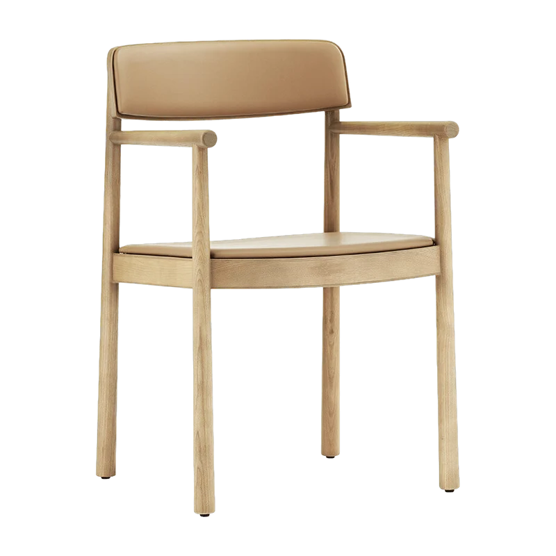 Chaise avec accoudoirs en frêne laqué et cuir camel Timb Tan/ Ultra Leather Camel - Normann Copenhagen