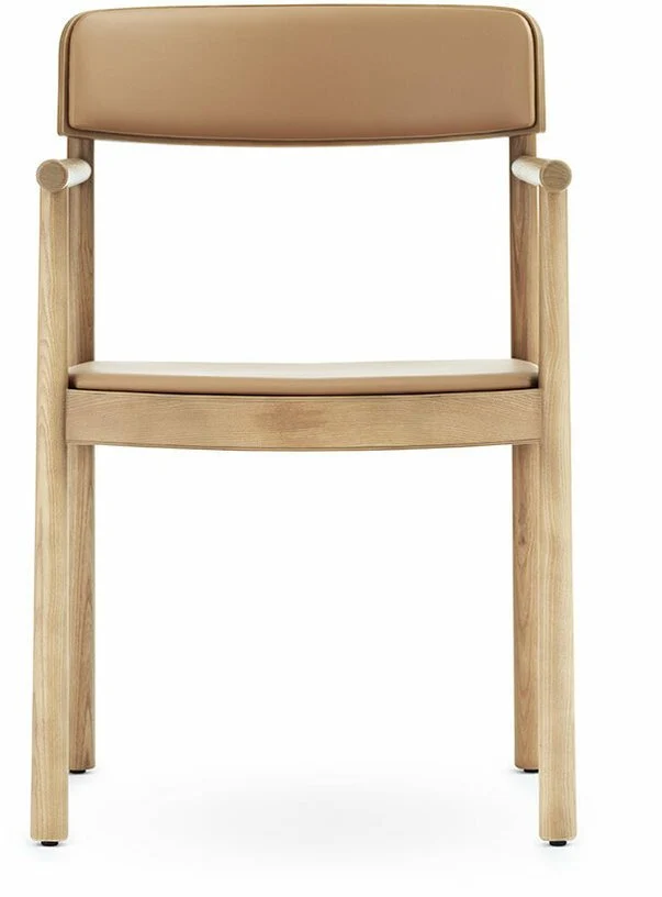 Chaise avec accoudoirs en frêne laqué et cuir camel Timb Tan/ Ultra Leather Camel - Normann Copenhagen