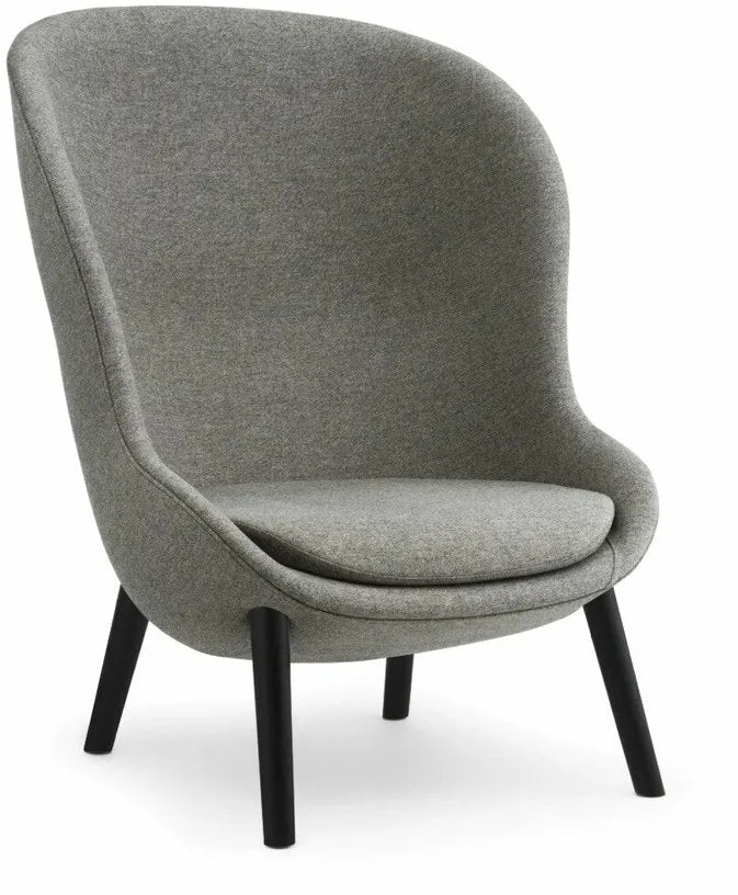 Fauteuil haut en chêne noir et tissu gris Hyg - Normann Copenhagen