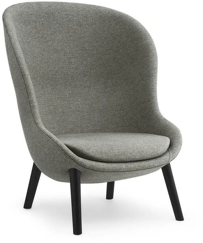Fauteuil haut en chêne noir et tissu gris Hyg - Normann Copenhagen