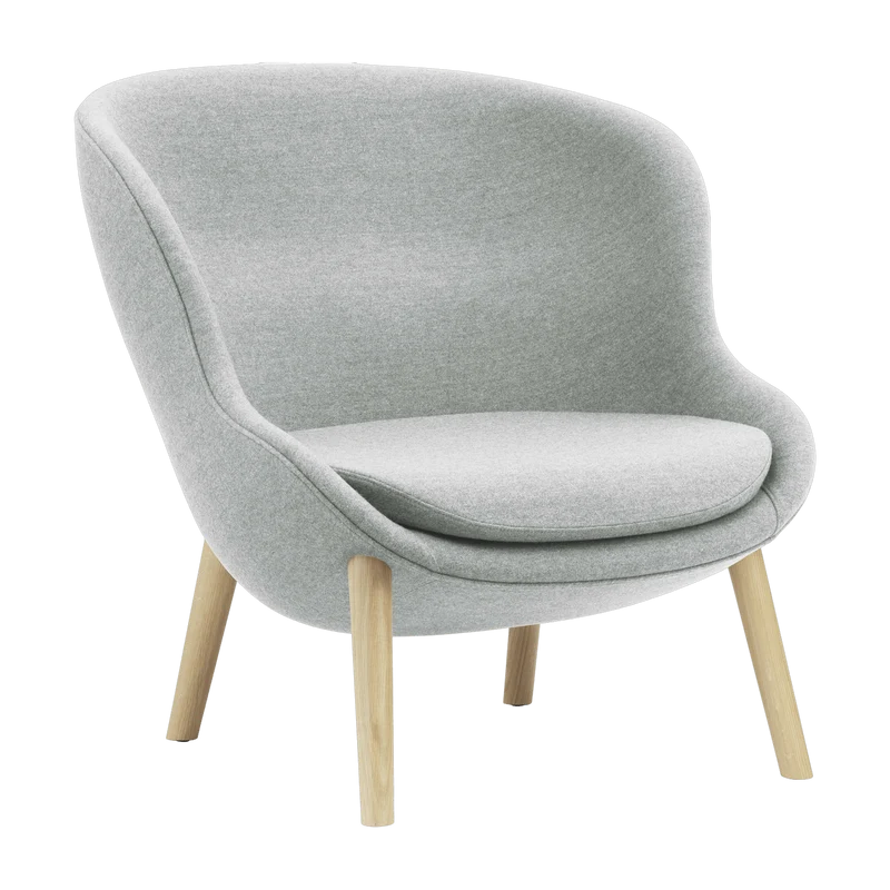 Fauteuil bas en chêne et tissu gris Hyg - Normann Copenhagen