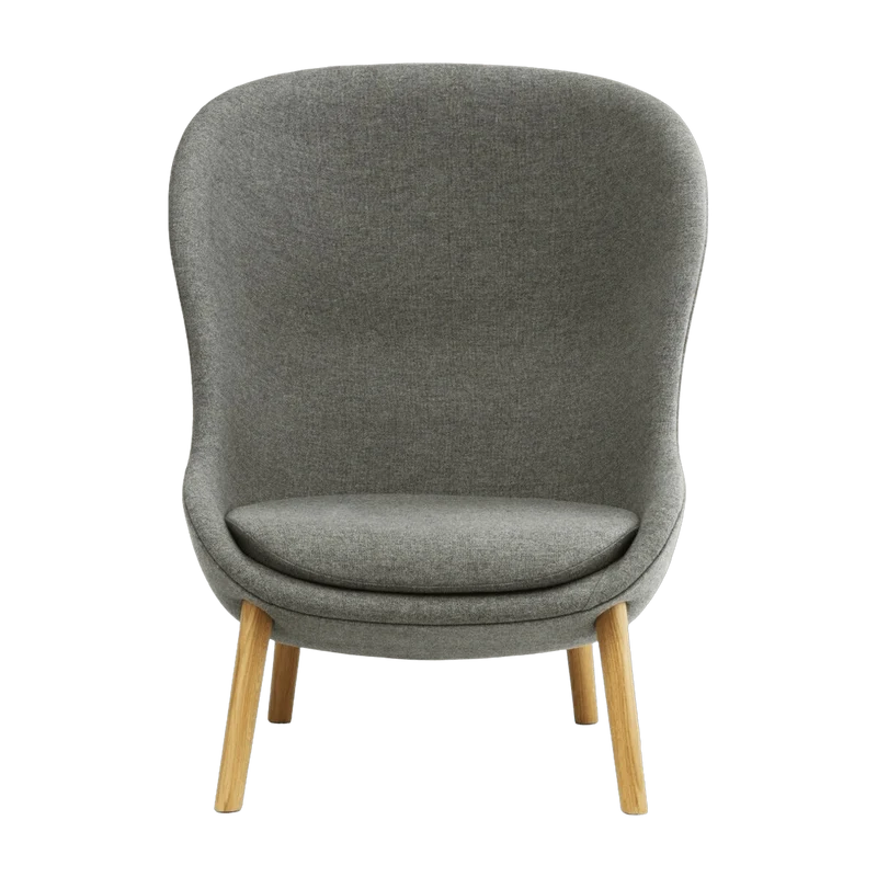 Fauteuil haut en chêne et tissu gris Hyg - Normann Copenhagen