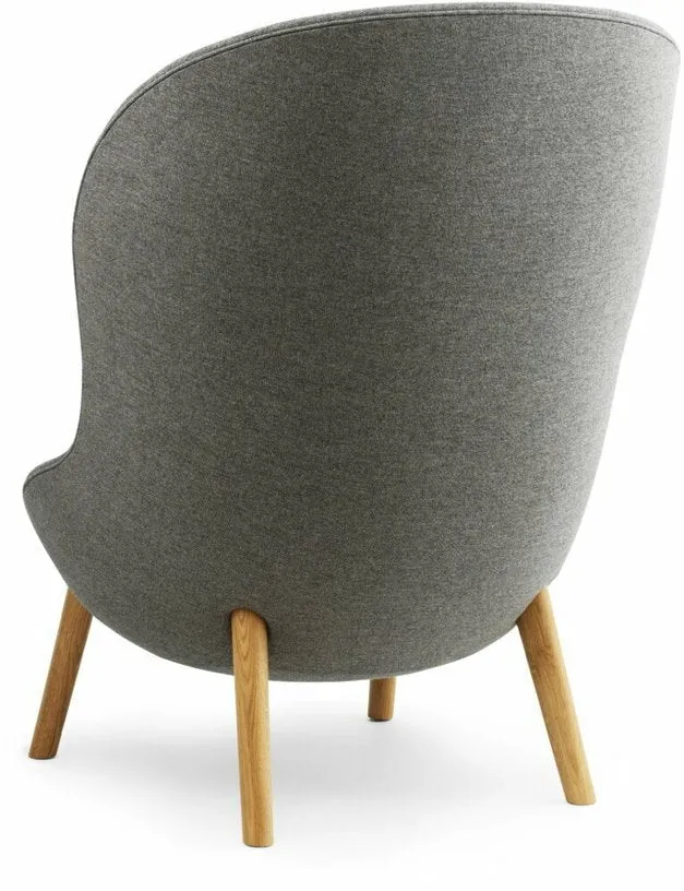Fauteuil haut en chêne et tissu gris Hyg - Normann Copenhagen