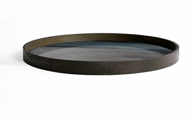 Plateau en verre organique graphite L Linear Flow - Ethnicraft Accessories