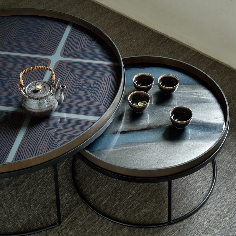 Plateau en verre organique graphite L Linear Flow - Ethnicraft Accessories