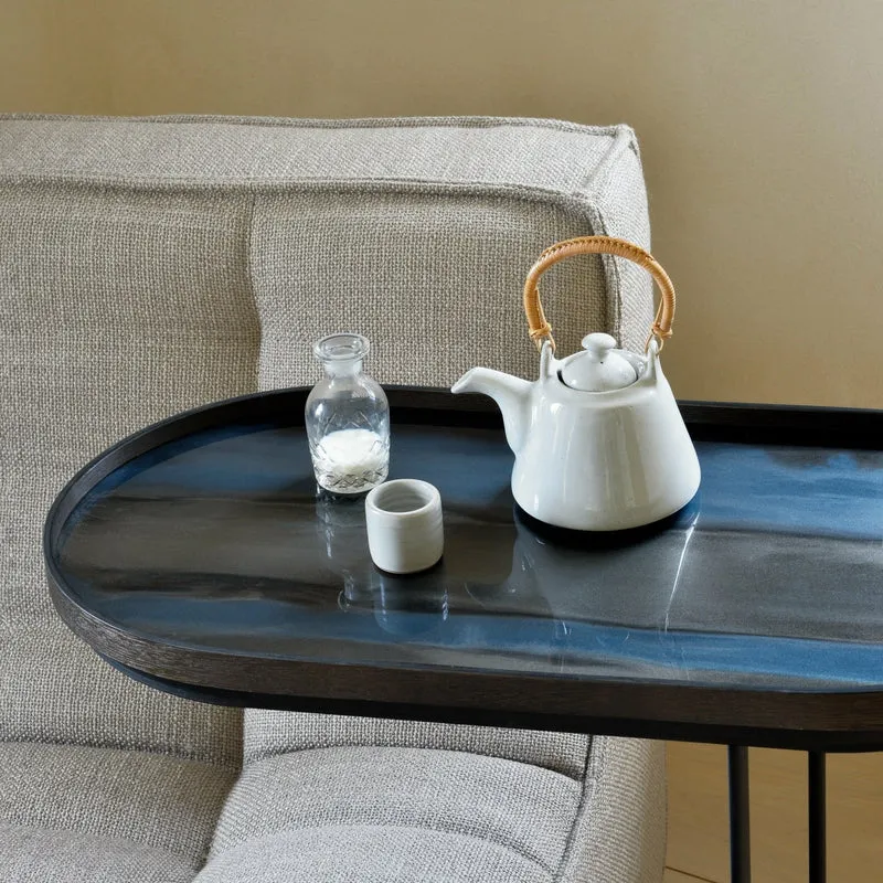 Plateau ovale en verre organique graphite M Linear Flow - Ethnicraft Accessories