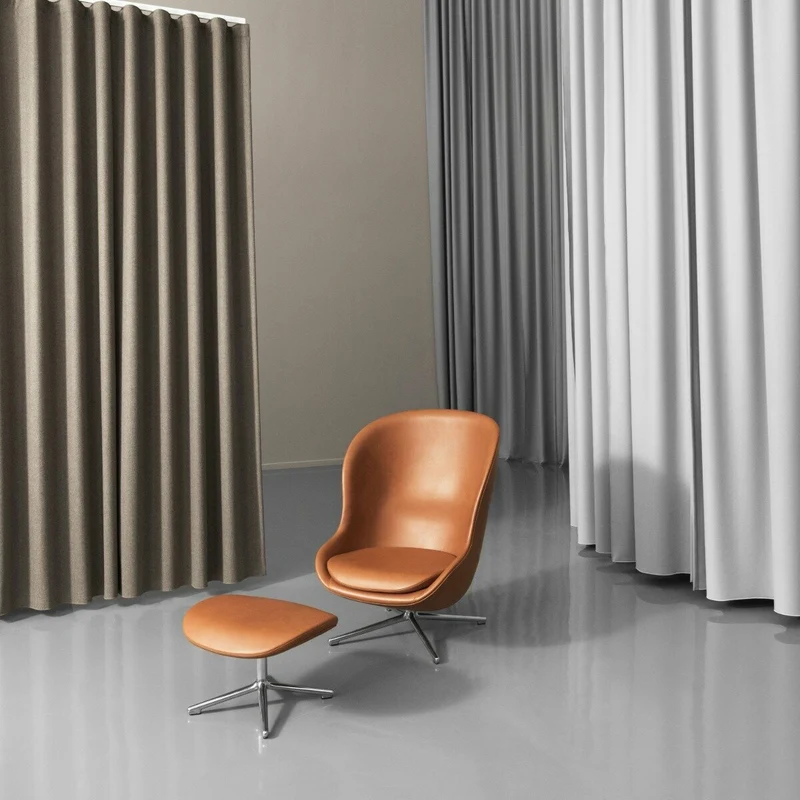 Repose-pieds pivotant en aluminium et pp avec cuir naturel Hyg - Normann Copenhagen